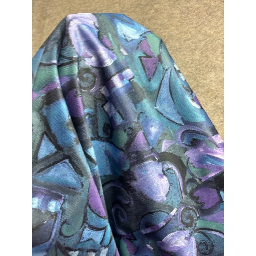 Nancy II VTG Abstract Floral Maxi Dress Purple Blue Women Plus 18WP Retro Artsy